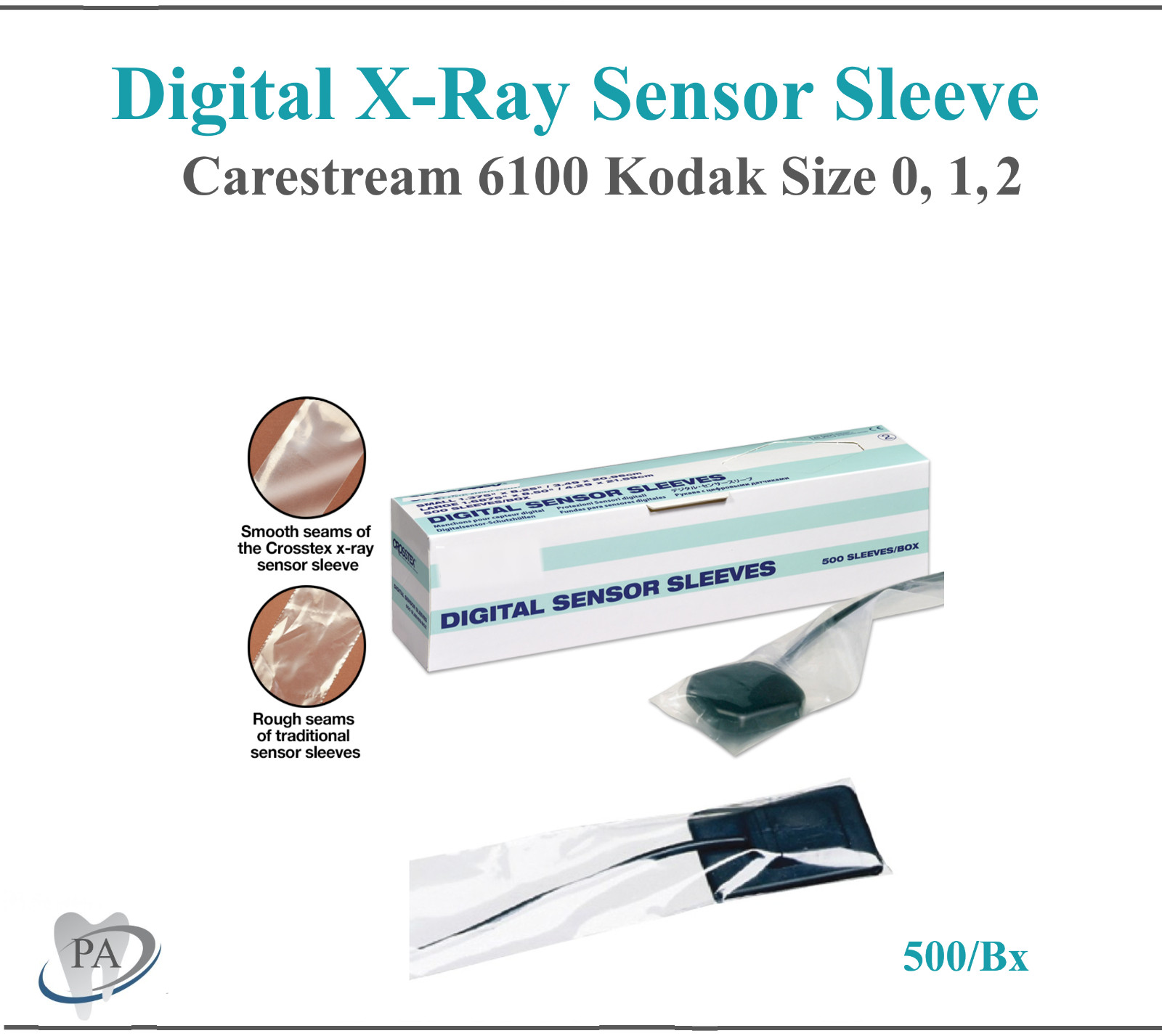 Dental Digital X-Ray Sensor Sleeve Sensor Cover For Kodak 0/1 or Kodak 2, 500/Bx