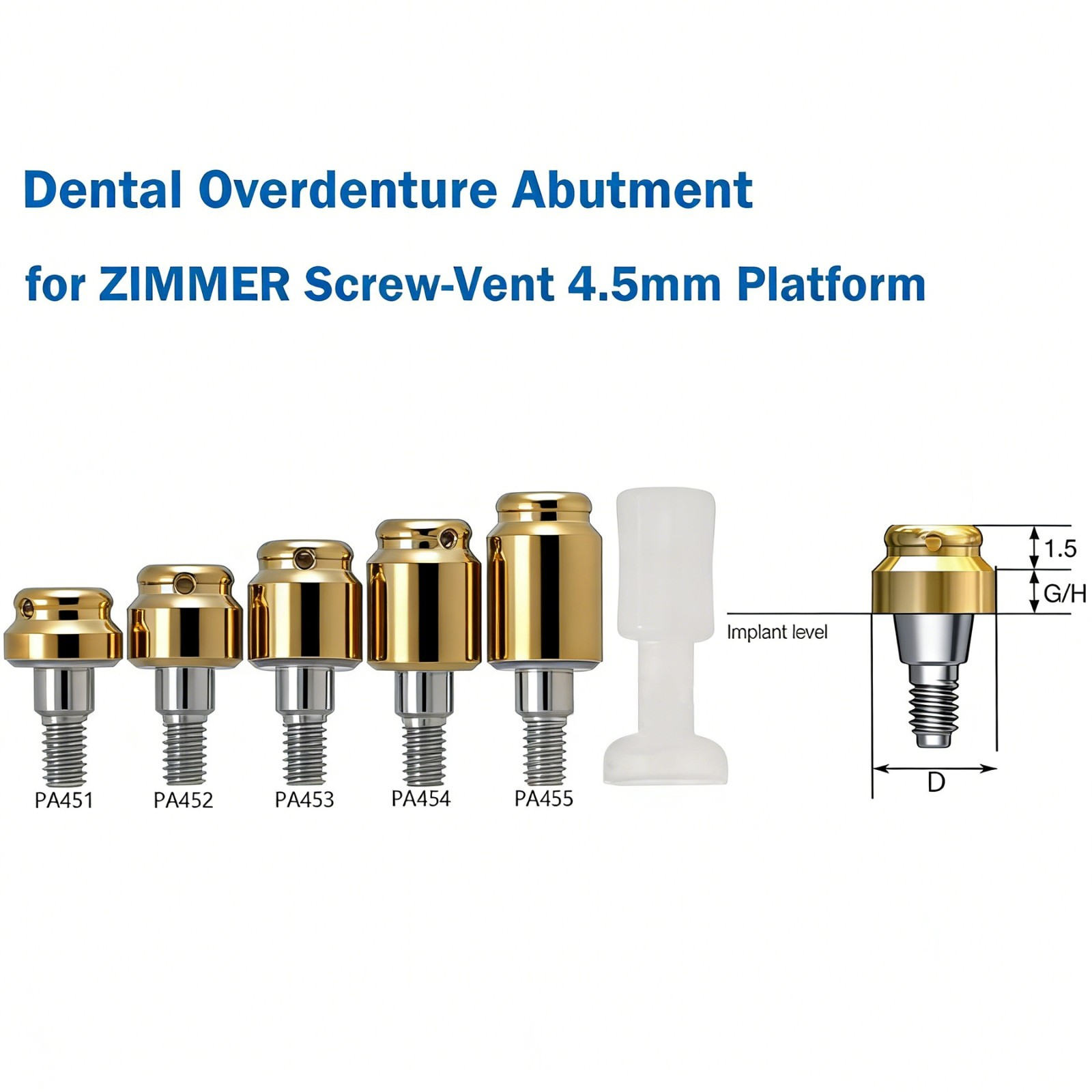 US Locator Overdenture Abutment for Zimmer Screw-Vent 4.5 Implant Abutment 1-5mm