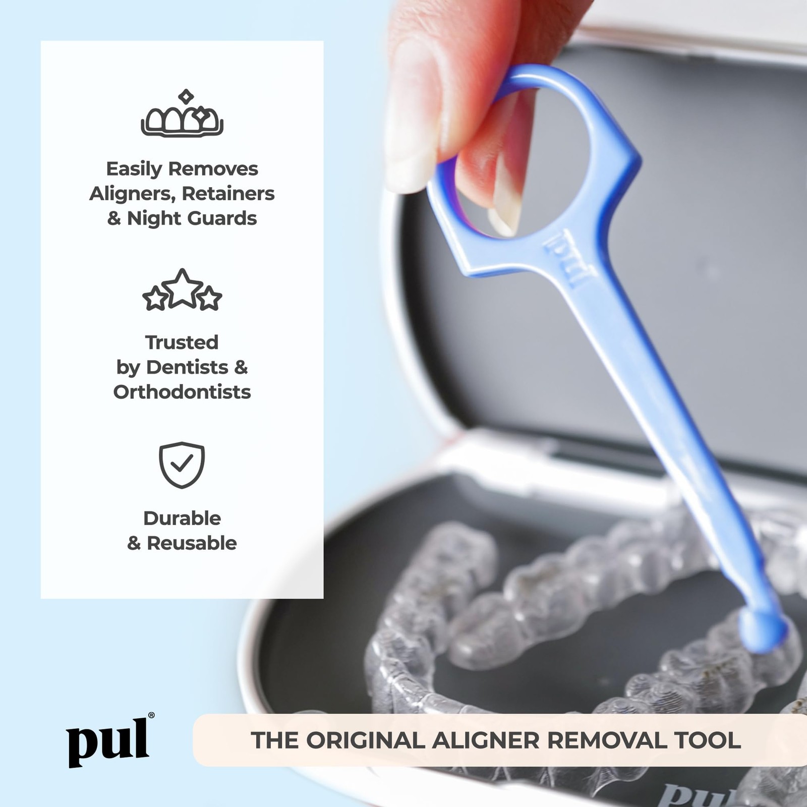 PUL Pack of 2 Aligner Removal Tool – Invisalign Remover & 2 Pack, Blue