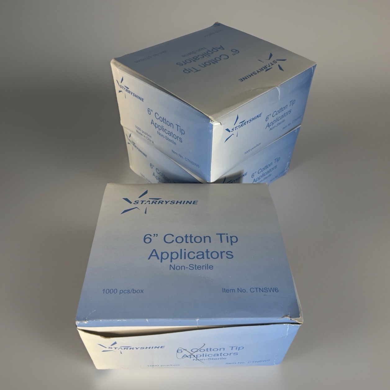 Starryshine 6” Cotton Tip Applicators – 3 Boxes (3000 pcs total) Non-Sterile