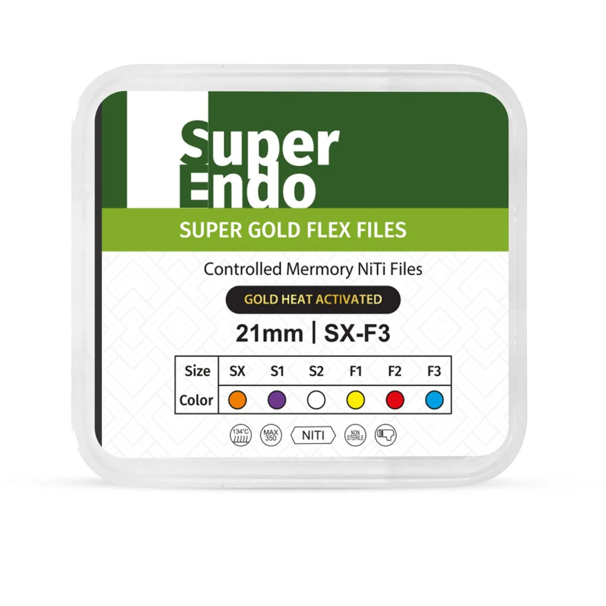 SuperEndo Gold-Flex Rotary Files Heat Activated Gold Rotary NiTi Files Pack of 6