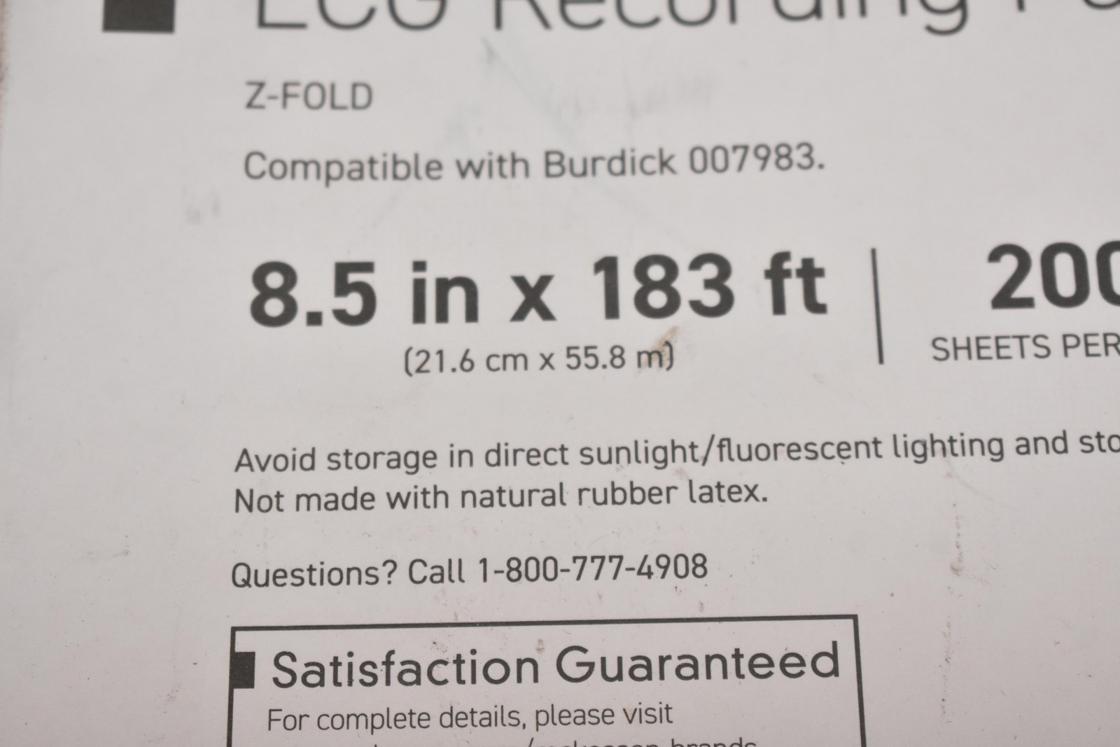 McKesson ECG Recording Paper ZFold 8.5x183ft 200 Sheets 252-007983 Made USA