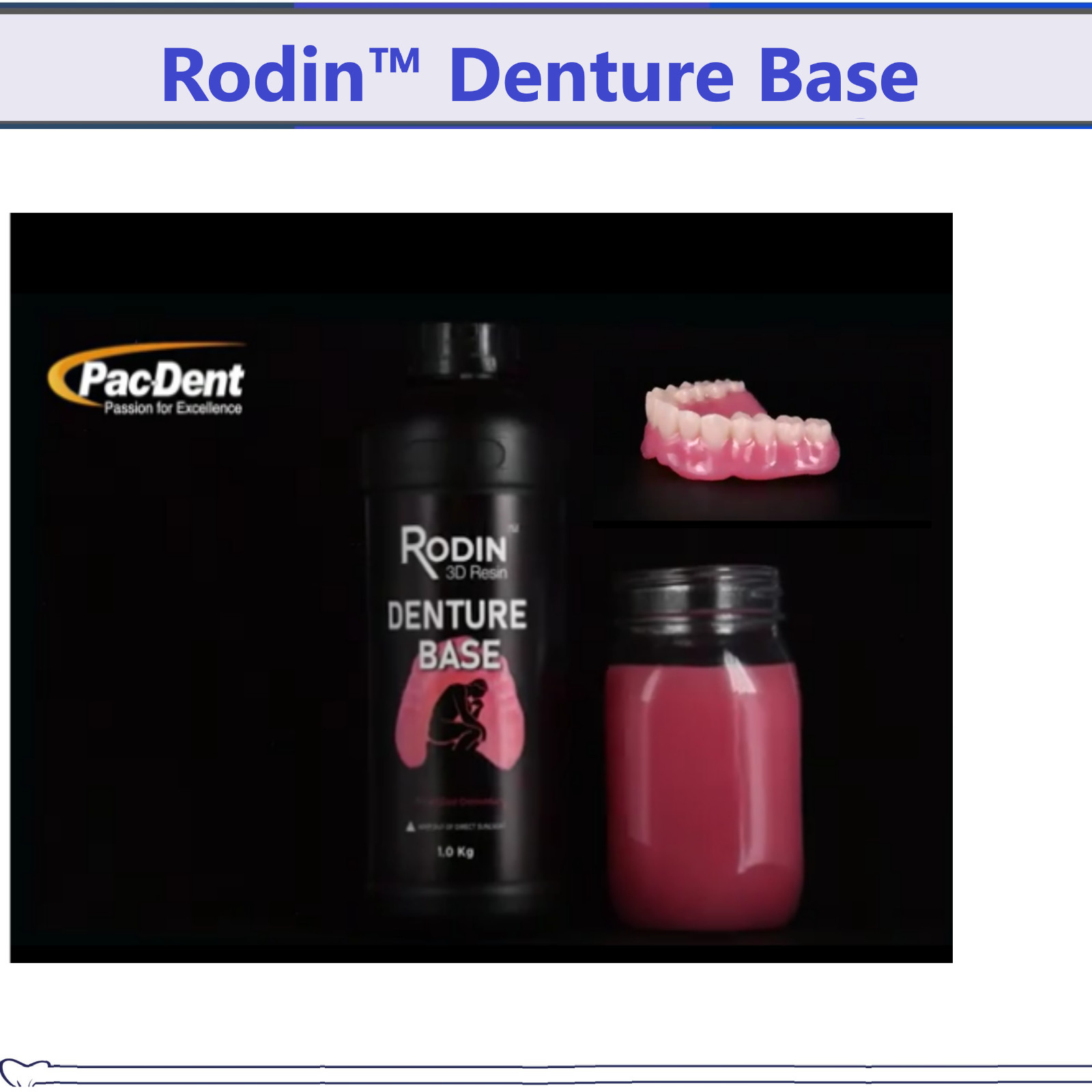Dental Rodin Denture Base 2.0, Original Pink, 3D Printer Resins Class II, 1kg/Bt