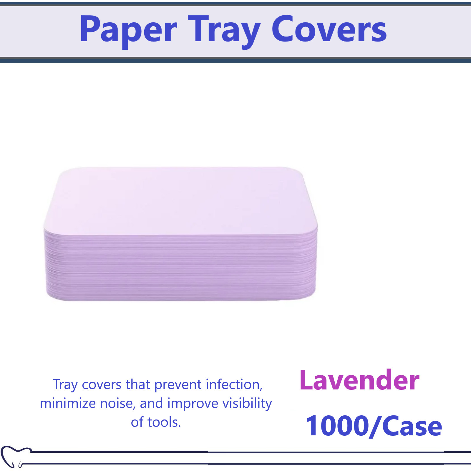 Dental Paper Tray Cover Size B / C / F White Blue Pink Green Lavender, 1000/Bx