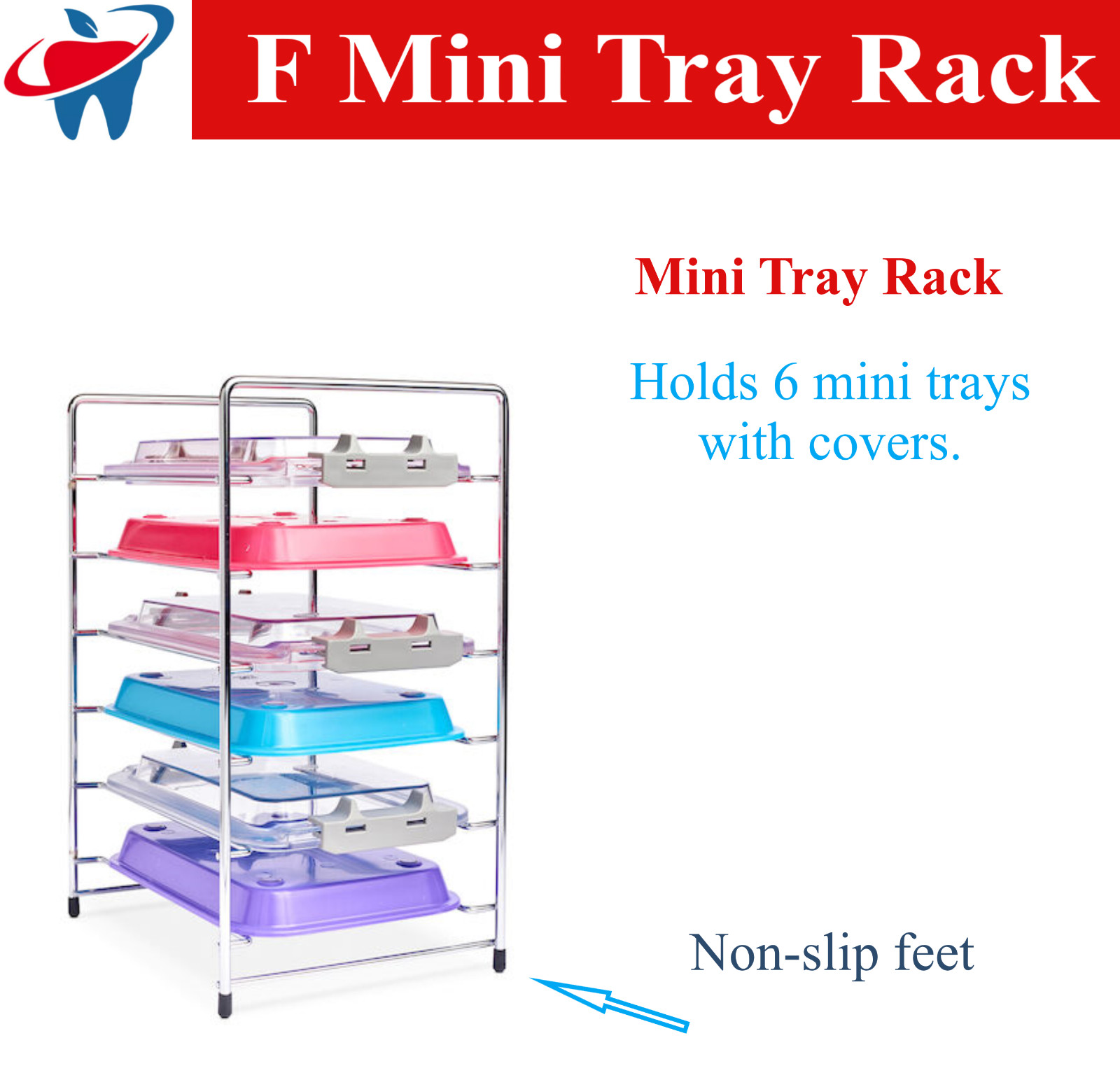 Dental Instrument Tray Rack Mini F Trays, Ritter B Tray Rack, Tub Rack, Midwest