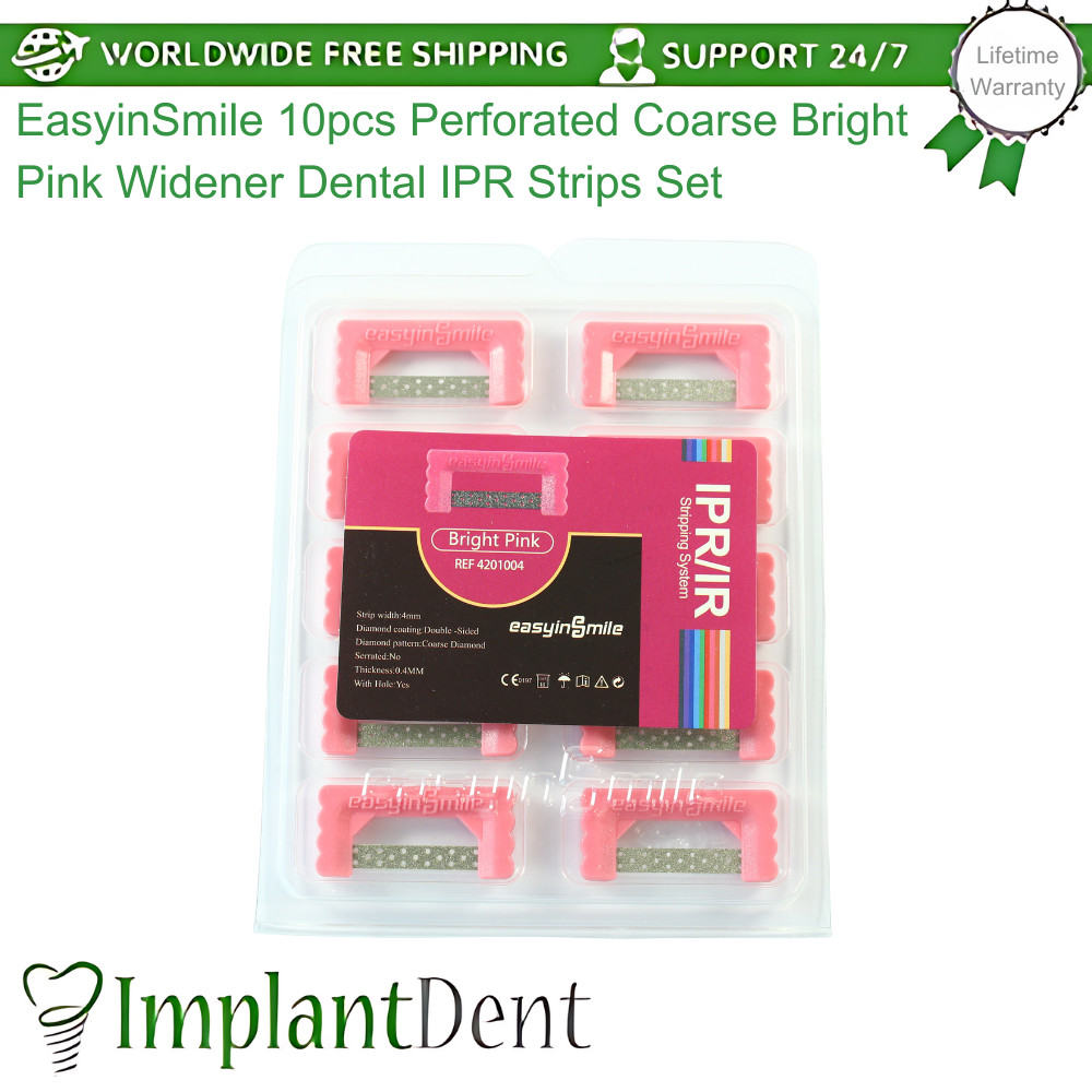 EasyinSmile 10pcs Perforated Coarse Bright Pink Widener Dental IPR Strips Set