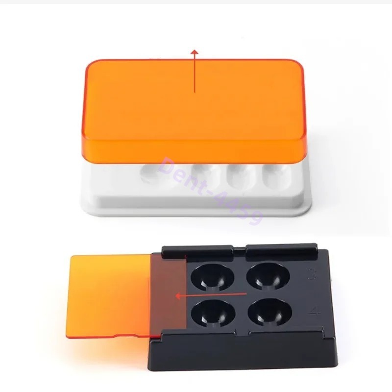 4/8Hole Dental Mixing Well Adhesive Bonding Storage Tray with Light Blocking Lid