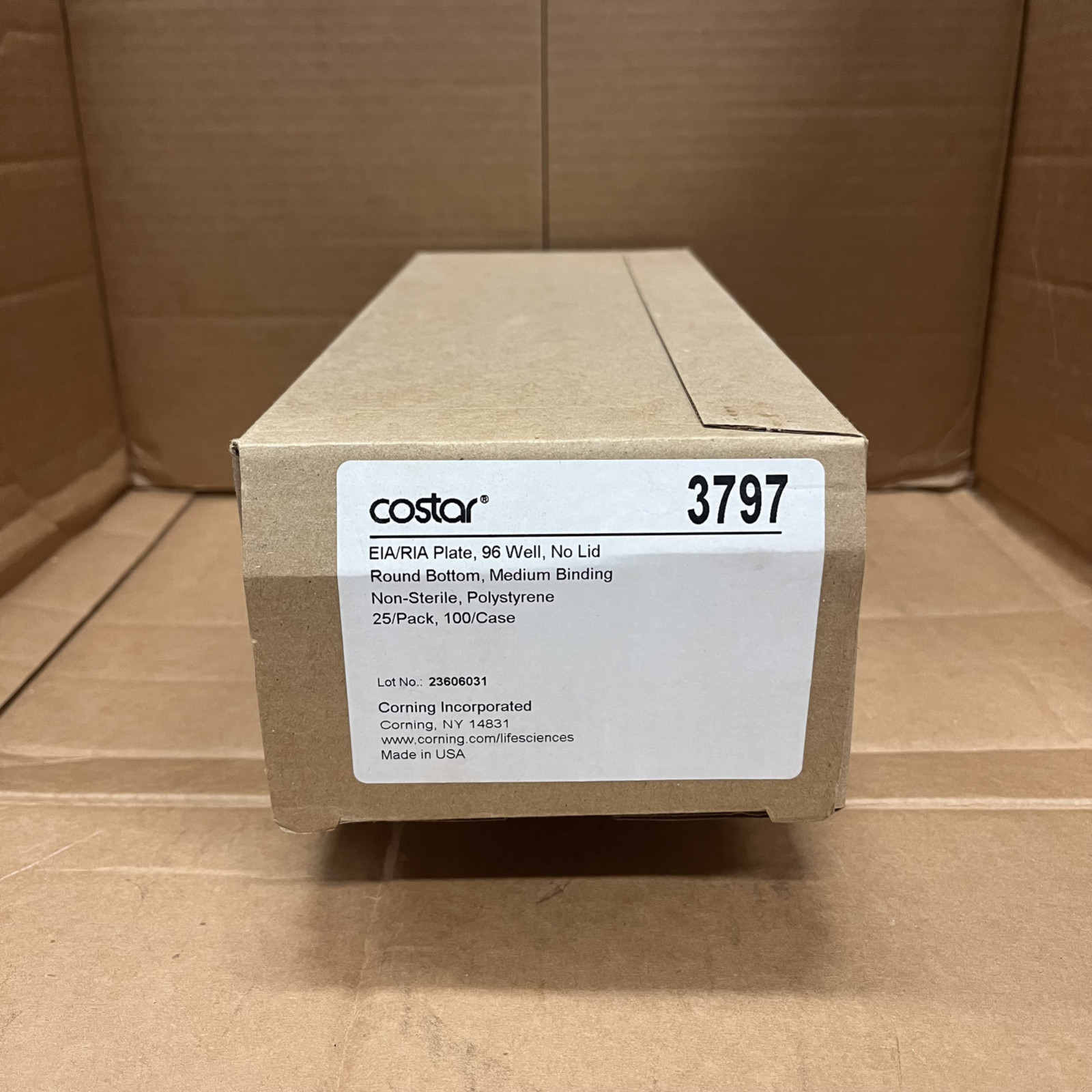 Corning Costar EIA/RIA Plate: 96 Well, No Lid, Round Bottom (25-Pack) 3797