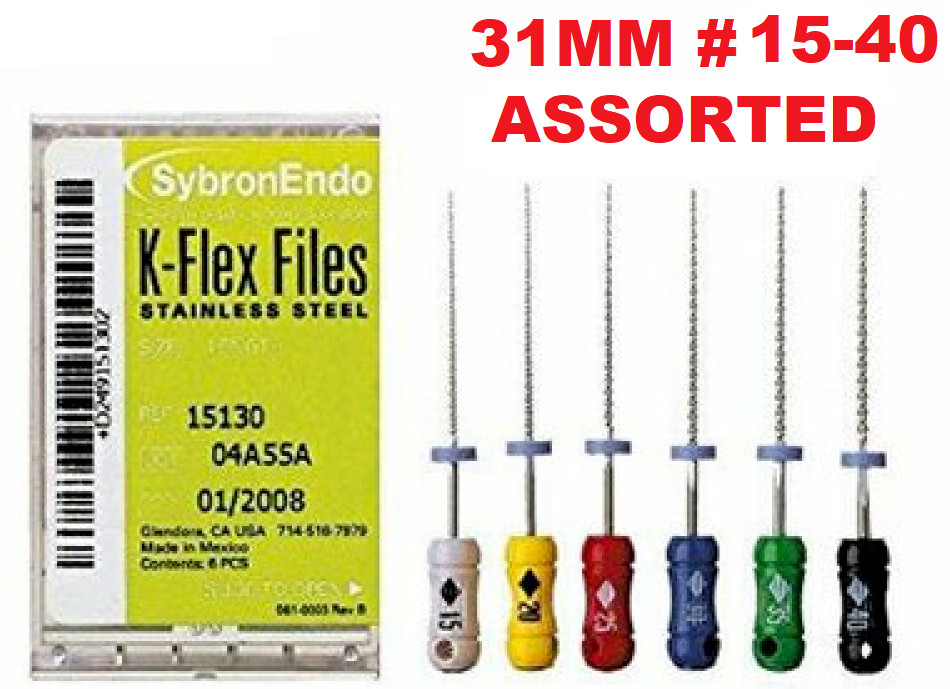 Kerr Sybron Endo Dental 31mm Stainless Steel K-FLEX file 6-file per box all size