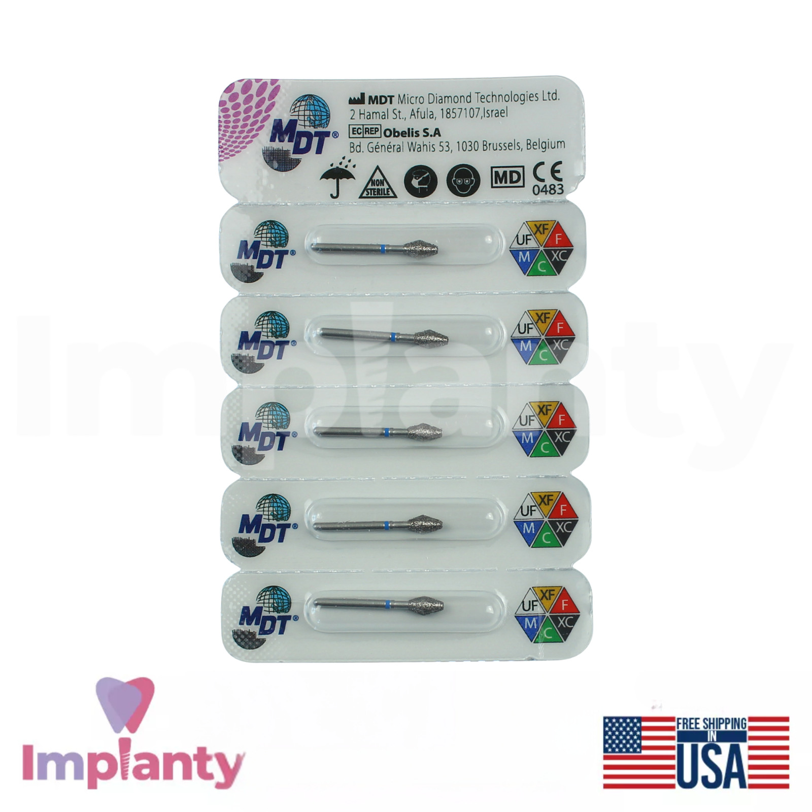 MDT Dental Barrel 039 FG Diamond Burs Material Removal Shaping Flat Surfaces