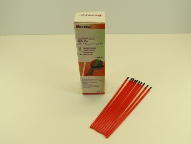 Dental Bendable Brush Applicators Etch | Bonding | Resin Red /144 Pcs DOCHEM