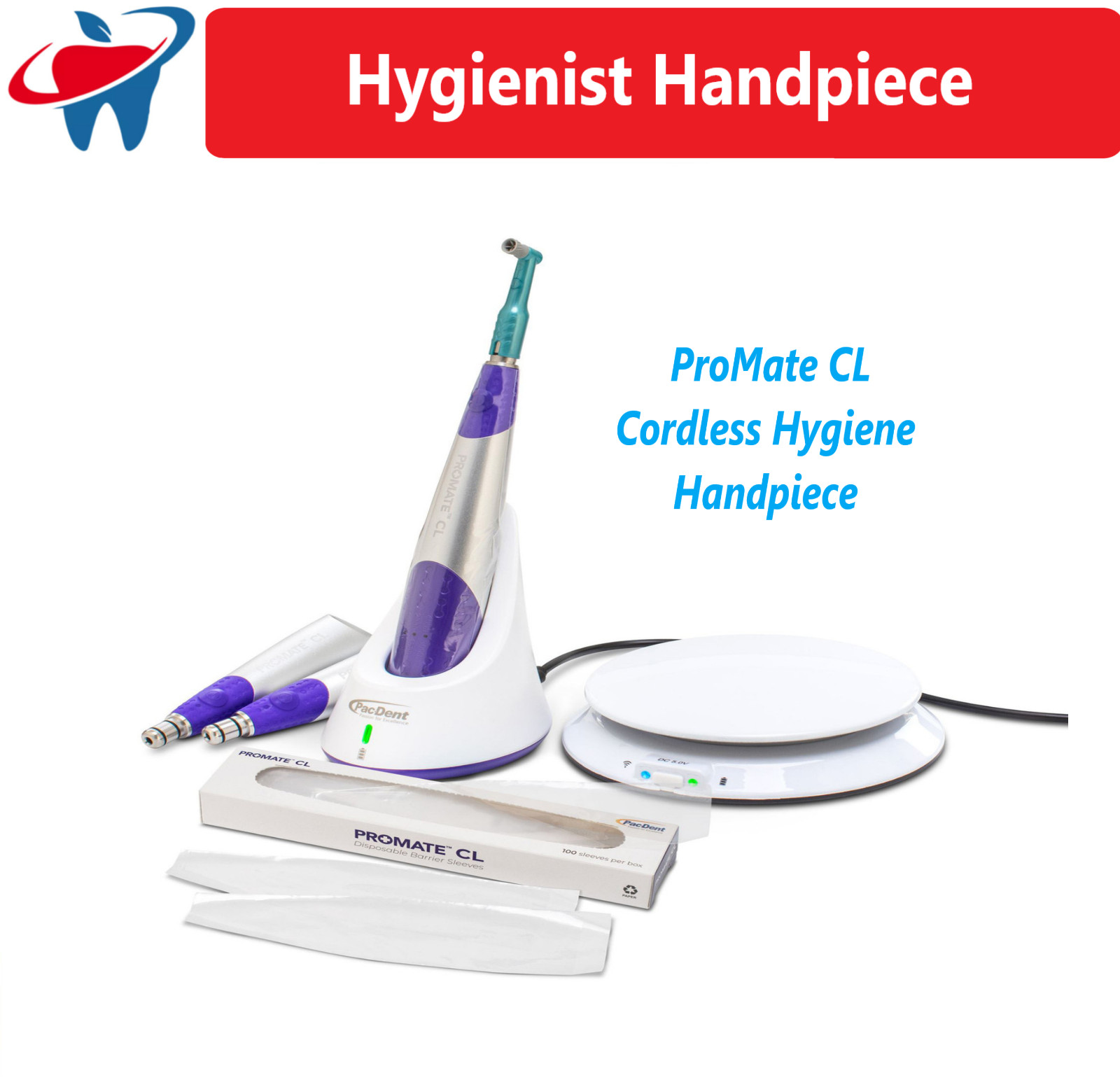 DENTAL HYGIENE PROPHY PROMATE CL CORDLESS HANDPIECE KIT PacDent -2 Year Warranty