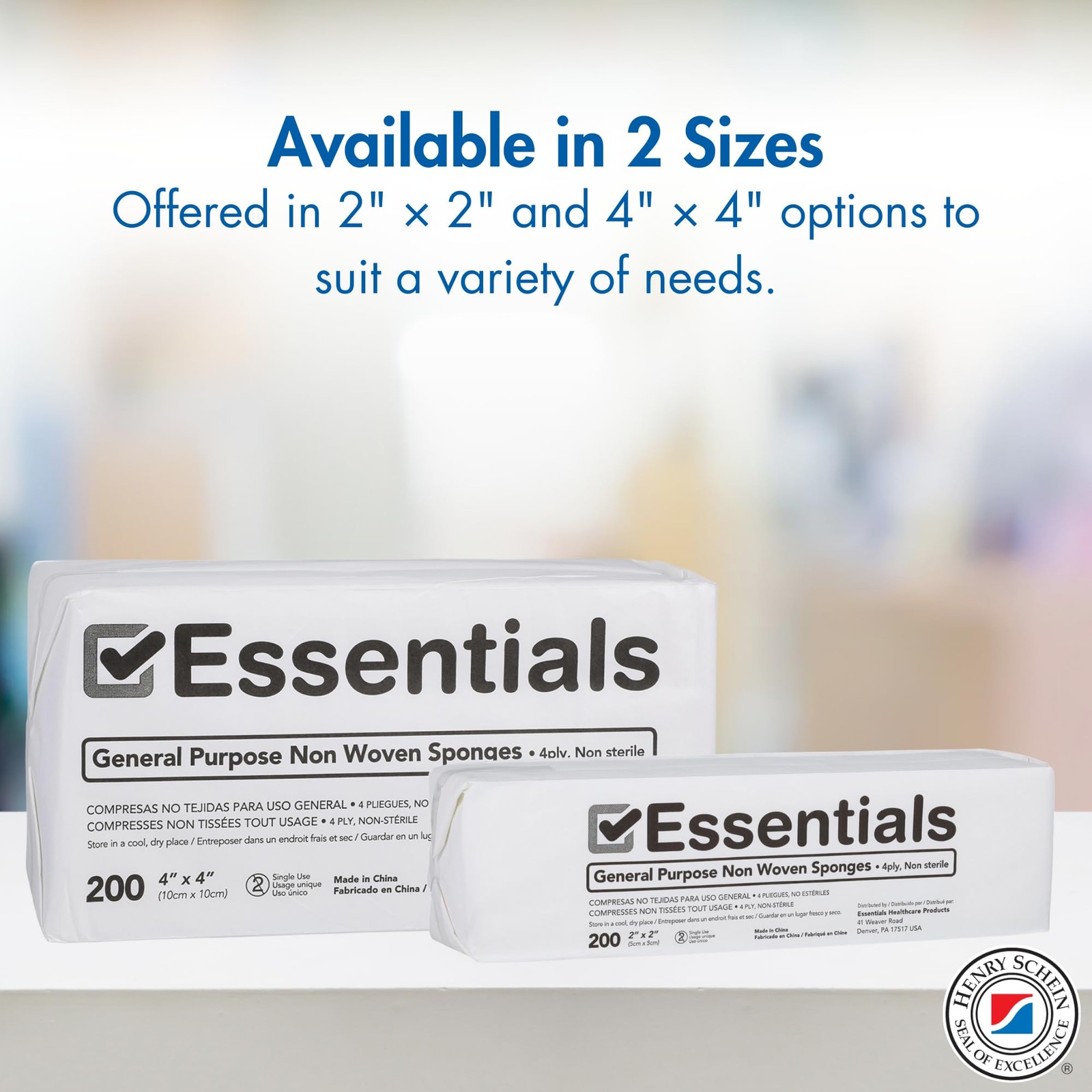Essentials Non-Sterile Gauze Sponges – 200 Count, 4-Ply, 4” x 1 Pack
