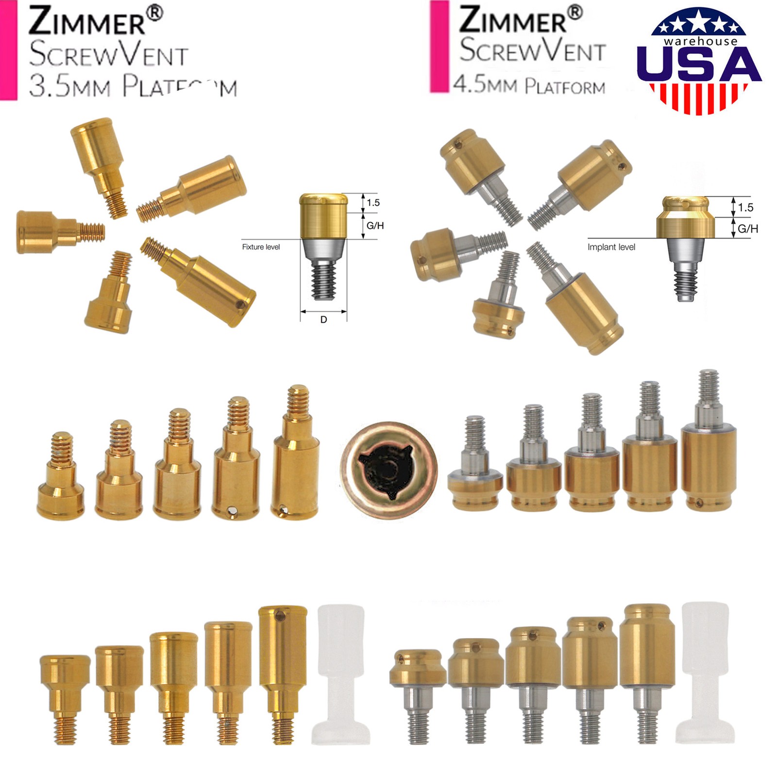 US LOCATOR Abutment Anchor for Zimmer 3.5/4.5 Platform TSV/BEGO/Cortex/Adin/MIS