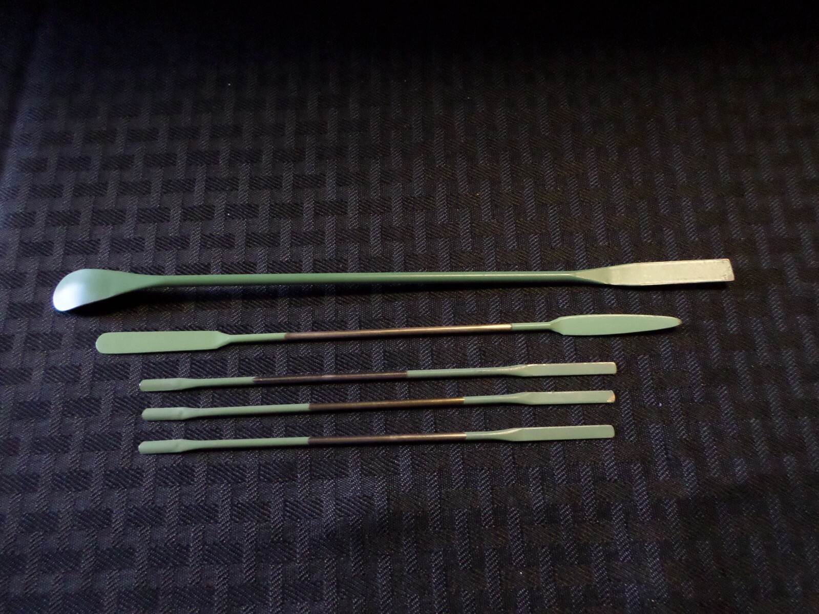 Laboratory Stainless Steel Coated Double Ended Spatula Set in Green 5/Pcs