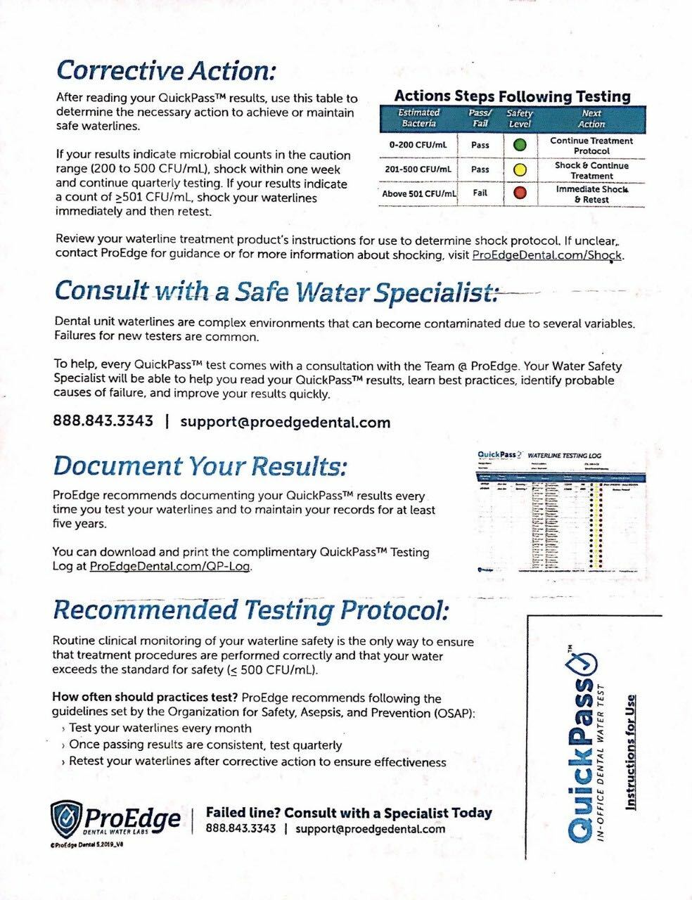 QuickPass In-Office Dental Water Test 4 Pack by ProEdge