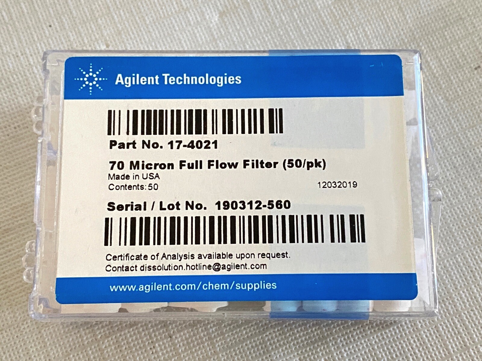 (50/Pk) AGILENT 70-Micron UHMWPE Dissolution Full Flow Filters 17-4021 Red