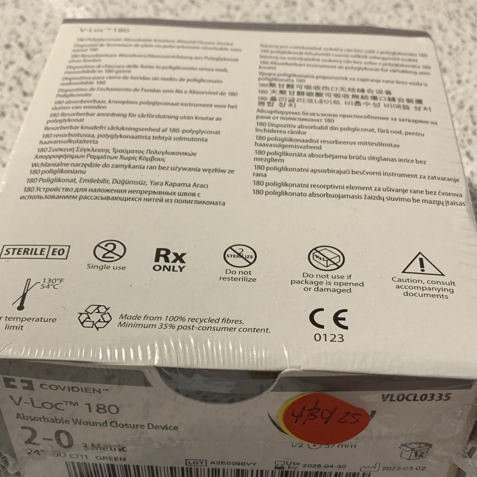 Covidien V-Loc 180 Absorbable Wound Closure Device 2-0 Gen Surg VLOCL0335