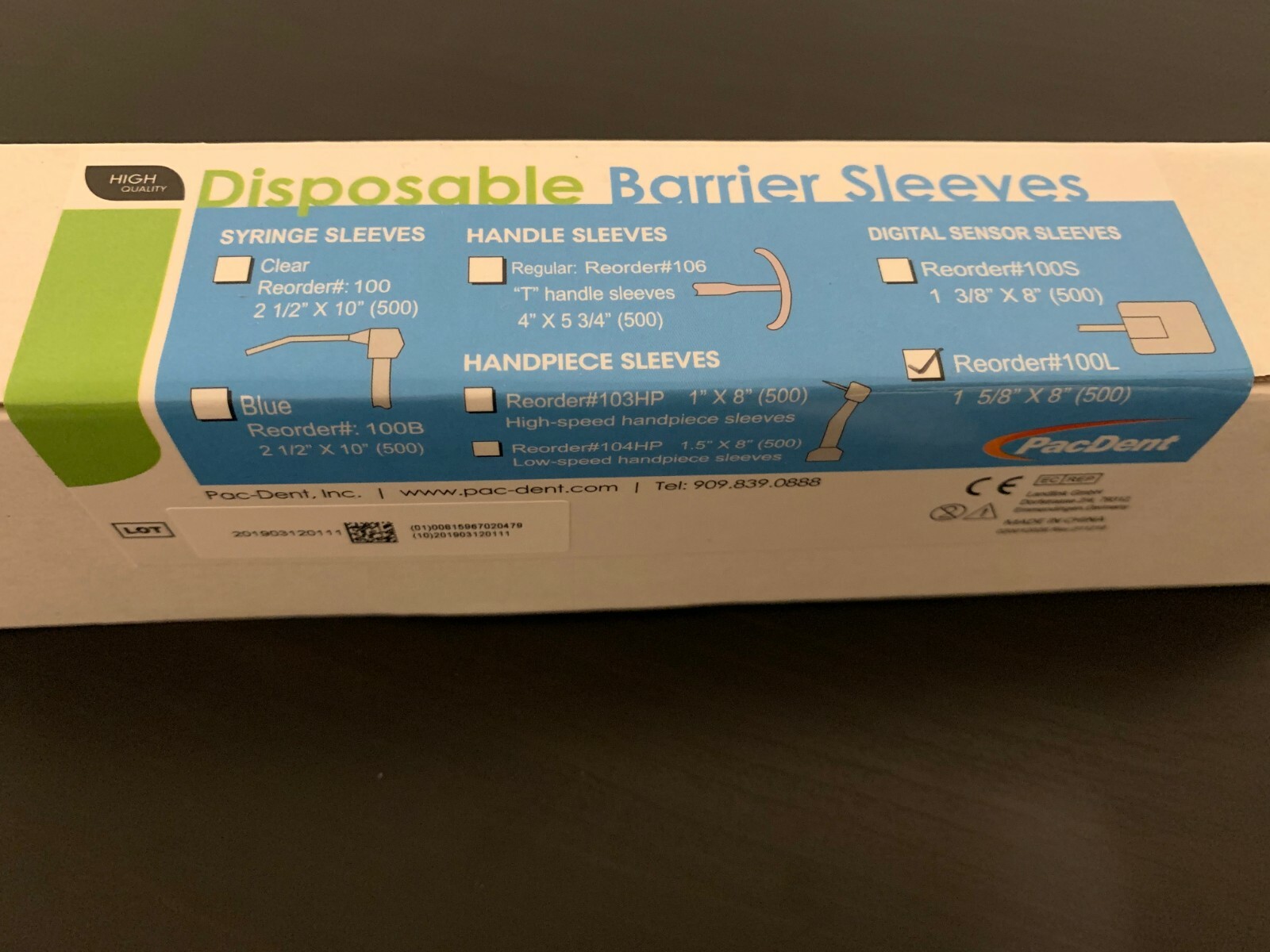 NEW Disposable Barrier Sleeves 100L Digital Sensor Sleeves 1 5/8″ x 8″ (500 box)