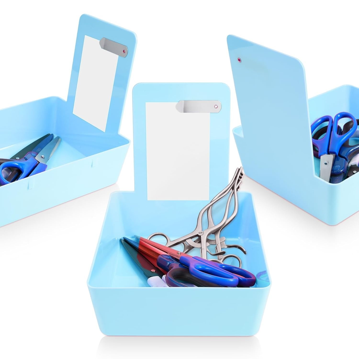 12 Pack Dental Working Lab Pan, Dental Lab Work Case, Medium Plastic Pans (Blue)