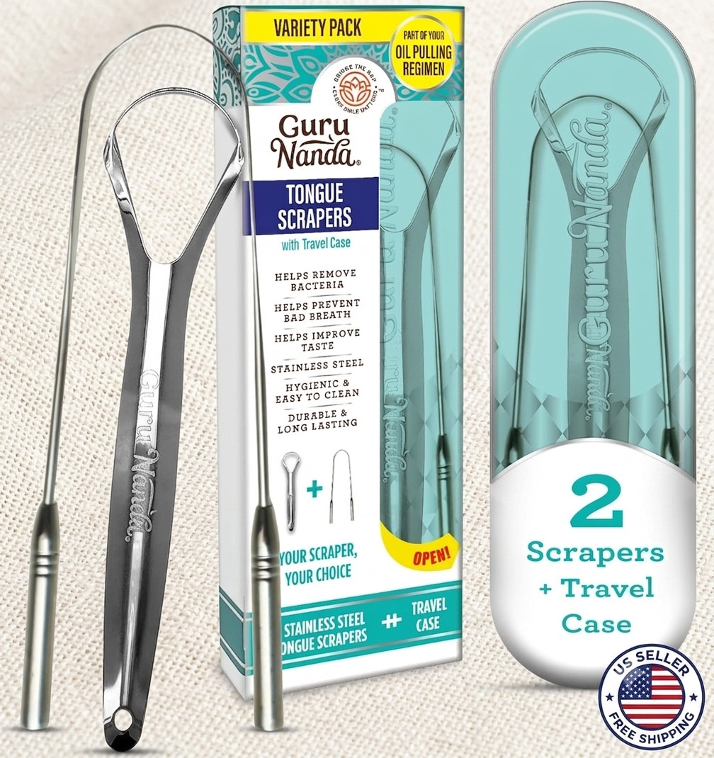 2 Pack Tongue Scraper 304 Stainless Steel Cleaner for Fresh Breath