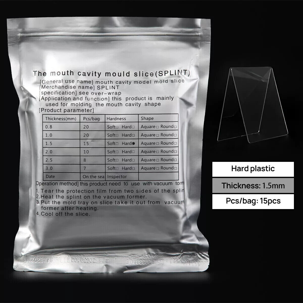 Dental Lab Plastic Ortho Thermoforming Blister Material Sheet Hard 1.0+1.5+2.0mm