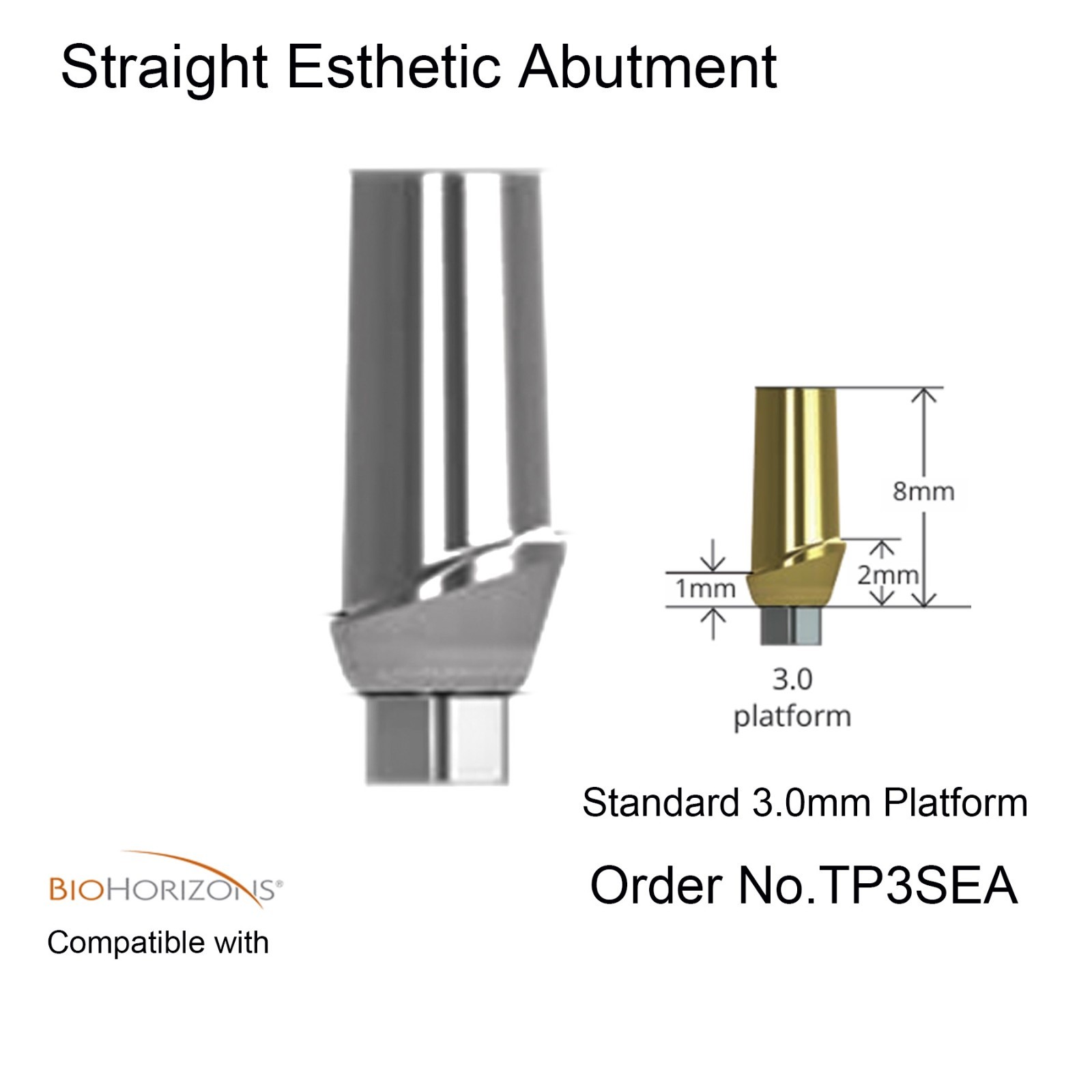 Dental Straight/Angled Esthetic Abutment Fits BioHorizons 3.0/3.5/4.5/5.7mm Plat