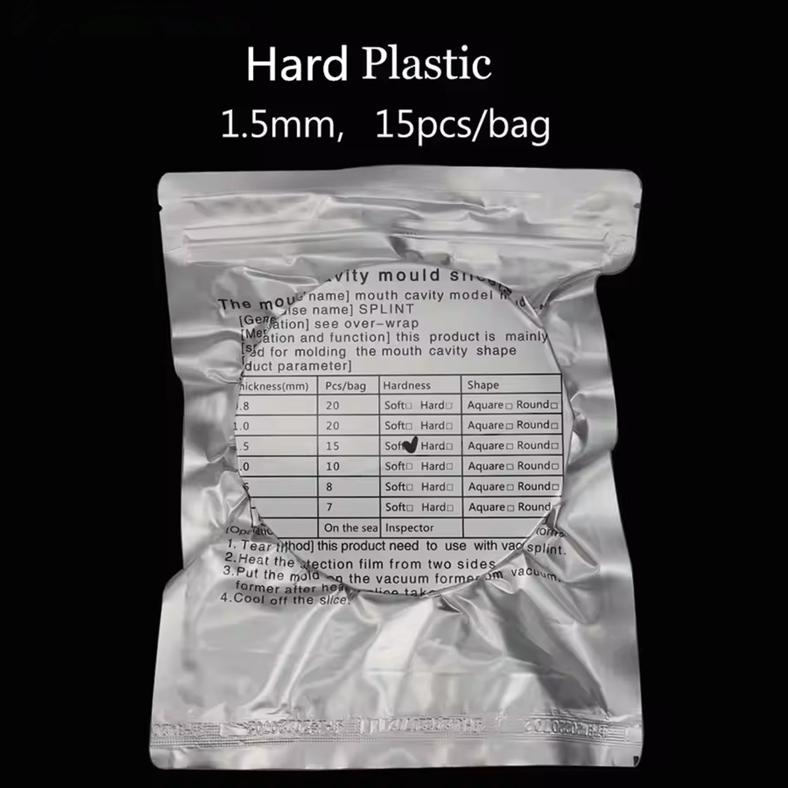 15Pcs Dental Orthodontic Splint Retainer Vacuum Forming Sheet Hard Plastic 1.5mm