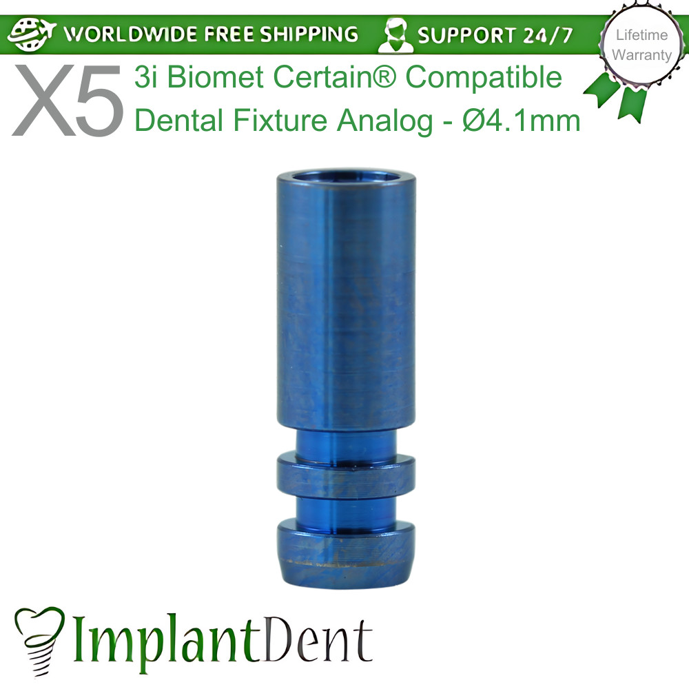5x Dental Fixture Analog Ø4.1mm 3i Biomet Certain® Compatible Dentistry Tool