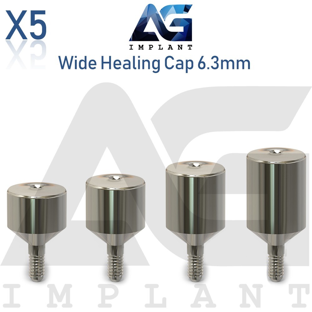 5 Wide Healing Cap Abutment 6.3mm Titanium For Dental System Hexagon 2.42mm