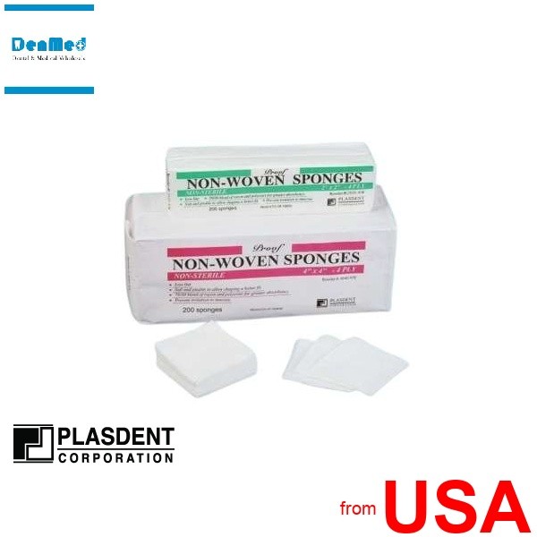 PLASDENT NON-WOVEN SPONGES/ Non-Sterile-2in x 2in-4ply packs of 200 – Tot 420924