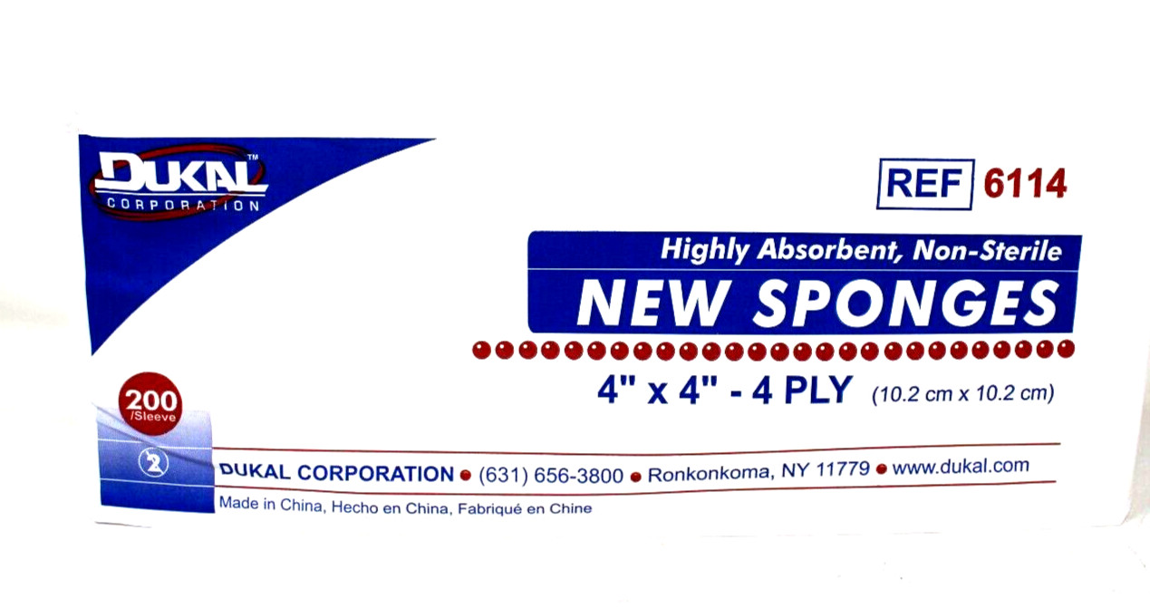 Dukal 6114 New Sponges 4 Ply 4″ x 4″ – 200/BG