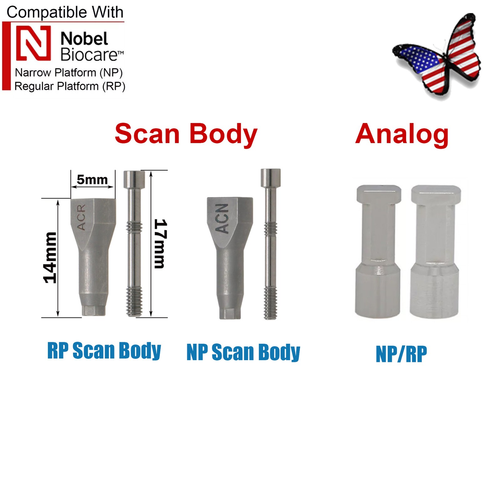 US Nobel Biocare Active NP/RP Hex Locator/Healing Abutment/ Impression Transfer