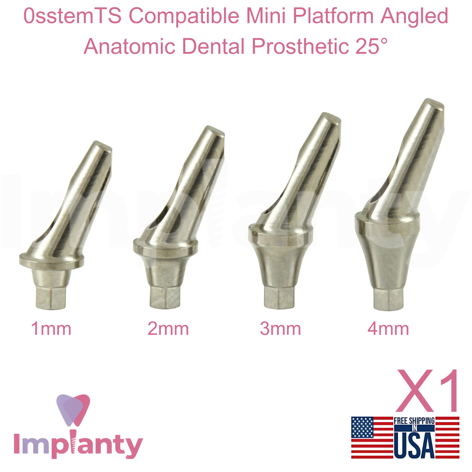 0sstemTS Compatible Mini Platform Angled Anatomic Dental Prosthetic 25°