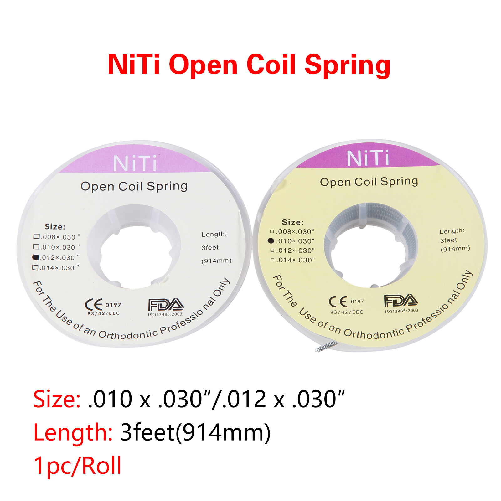 Dental Orthodontic Niti Open Coil Spring Spool Dia.0.010/0.012 *030 ” inch 914mm
