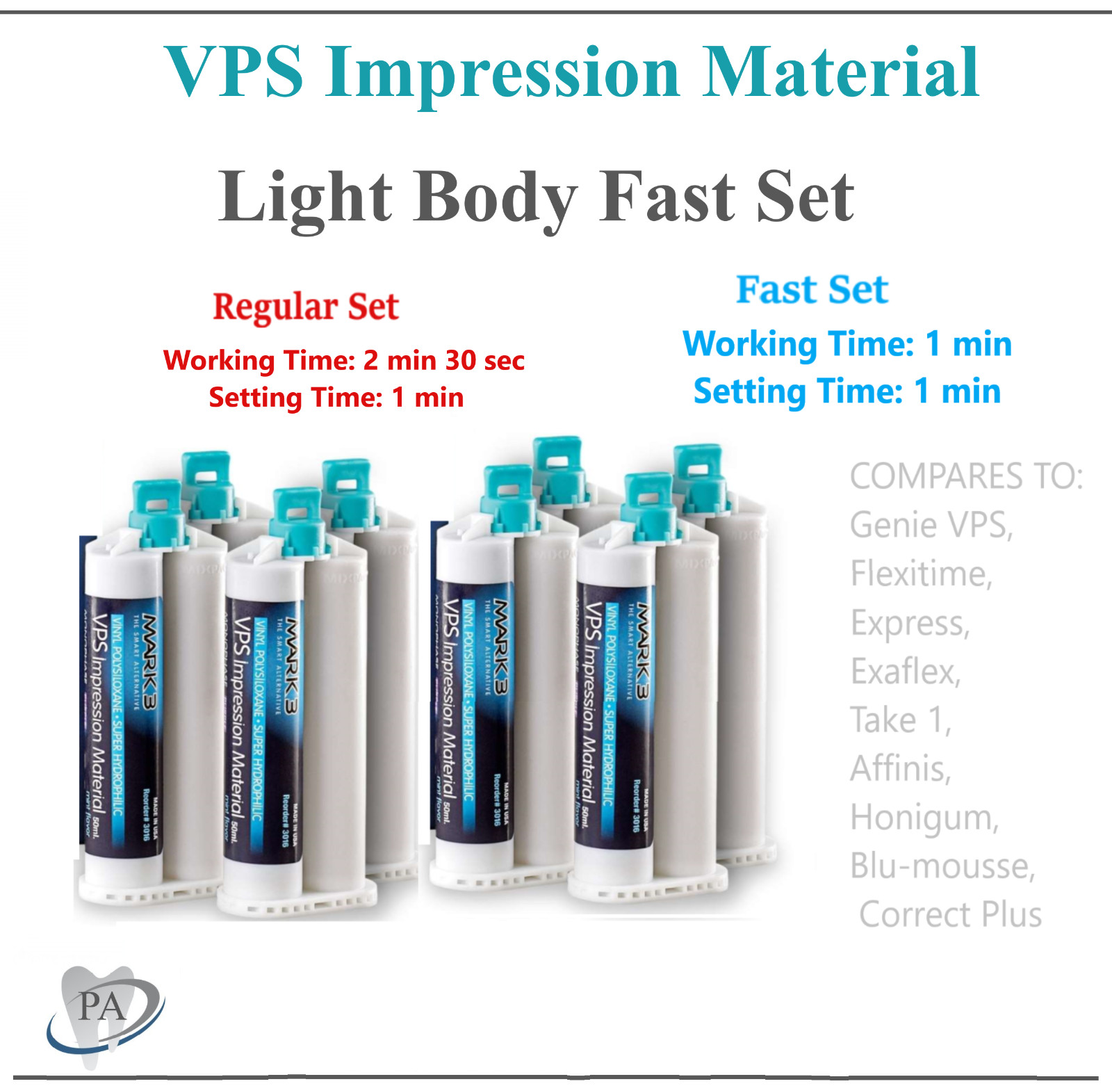 Dental HEAVY BODY FAST SET VPS PVS Impression Material FAST Set 50ML Cartridges