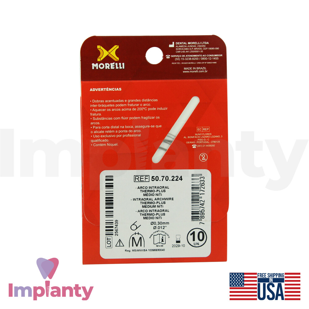 Morelli Orthodontic Alignment NiTi Thermo Plus Intraoral Round Archwire Dental