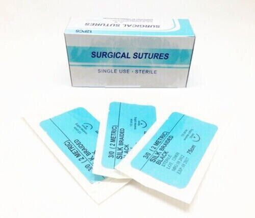 5 Box Dental Lab Surgical Suture Silk Non-Absorbable 3/0 Or 4/0 Treating Braided