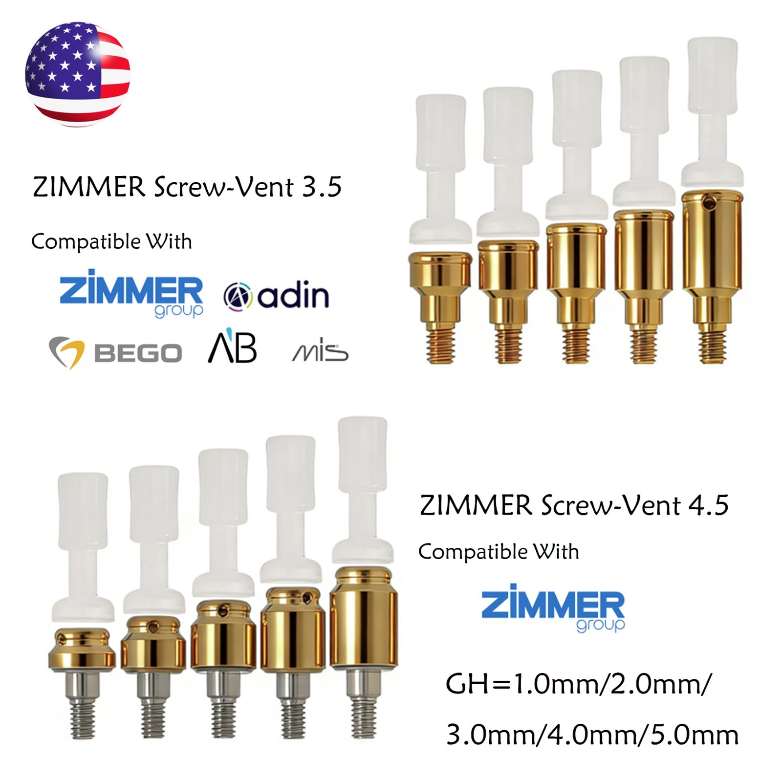 US For Zimmer MIS Implant Removable Locator Abutment Diameter Ø3.5mm/4.5mm 1Pcs