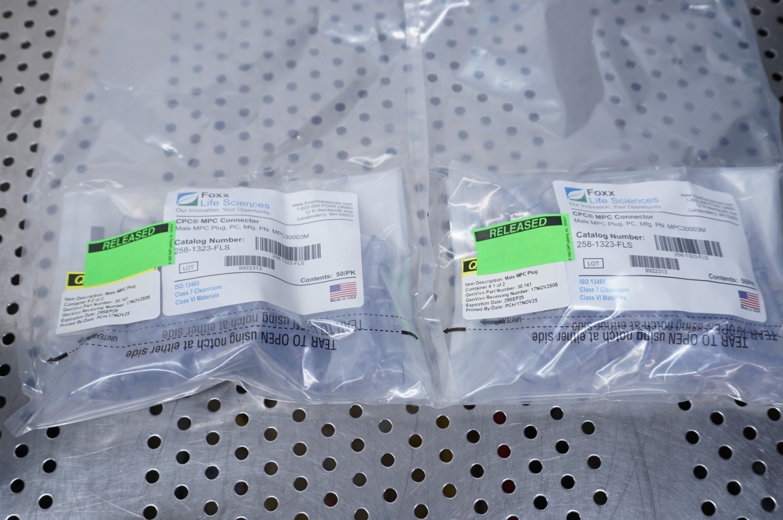 (Qty 100) Foxx Life Sciences CPC Male Plug Connector 258-1322-FLS MPC30003M New