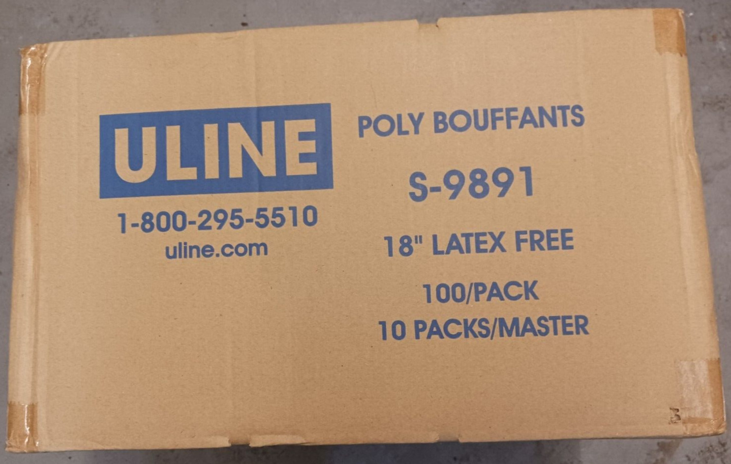 Uline Poly Bouffants S-9891, 18″ Latex Free (Box of 1000, 10 Packs of 100)