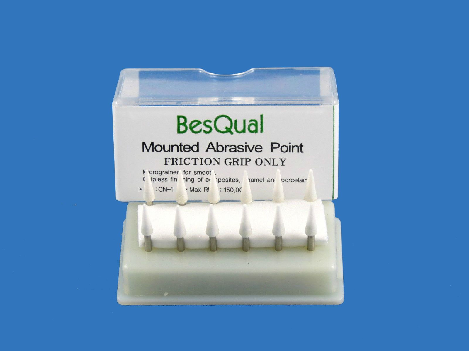 New FG Friction Grip Burs Mounted White Stone Cone Shape CN1 Pack /12 Stones