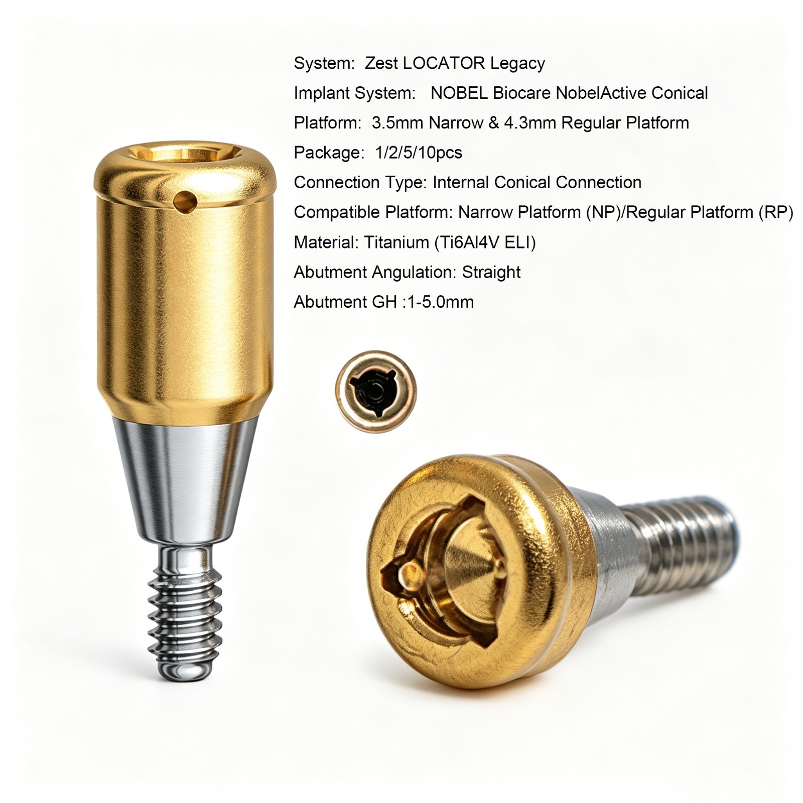 Implant Locat0r Abutment NP/RP, Fit For Nobel Biocare Active ,AH=1/2/3/4/5.0mm