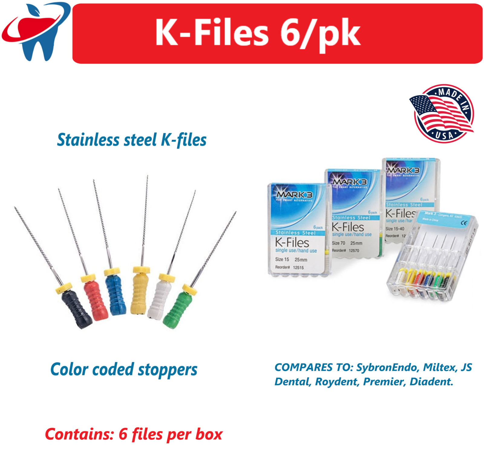 Dental Endodontic Endo K Files NiTi Hand Use Root Canal Files 21/25/28/31m MARK3