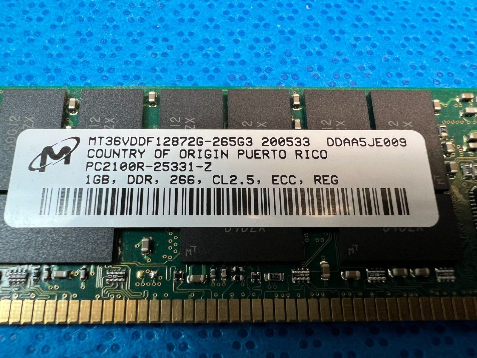 MT36VDDF12872G-265G3 Micron 1GB DDR Registered ECC PC-2100 266Mhz Memory(E224)