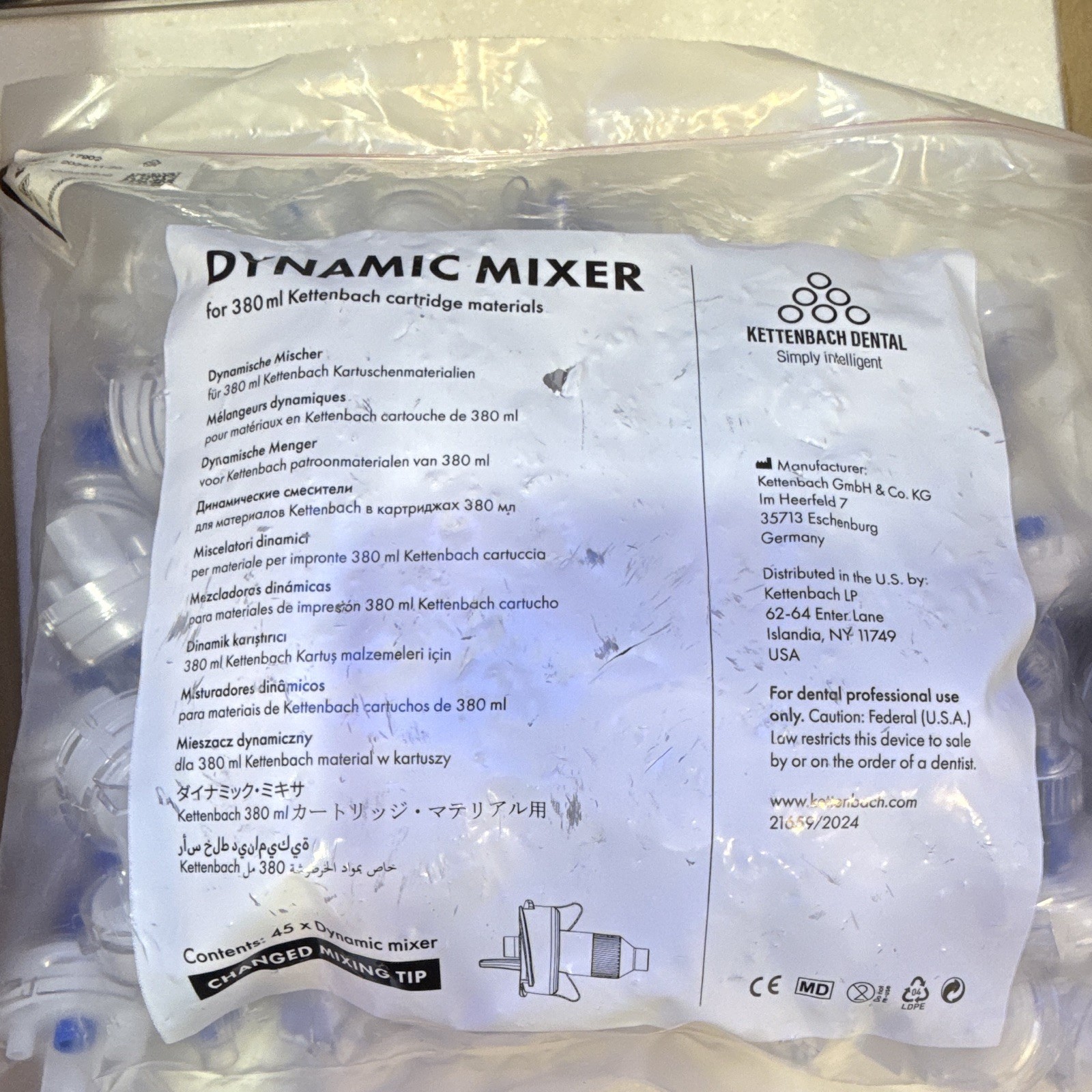 Kettenbach Dental Dynamic Mixer for 380 mL Cartridge (2 full and 1 partial bag)