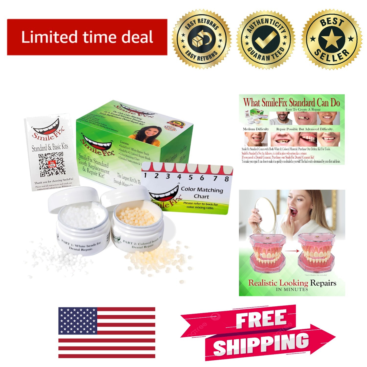 Standard Dental Repair Kit – Restore Your Smile with Color-Matched Repairs Today