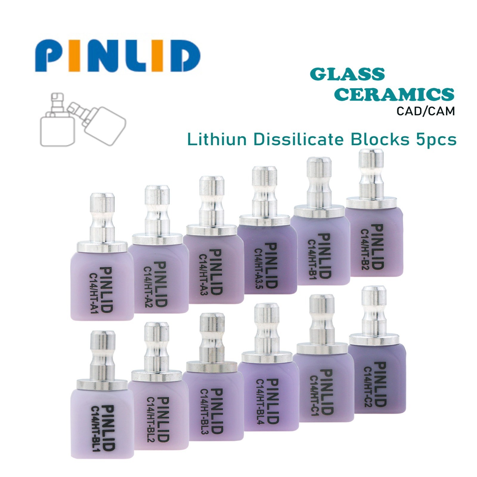 US Dental Emax Lithium Disilicate Glass Ceramic Blocks C14 HT CEREC CAD/CAM
