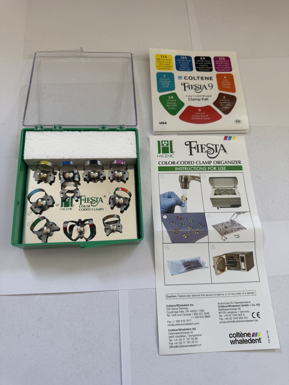 Endodontic Kit: Forceps, Punch, Frame, Clamp (Coltene, Henry Schein, Hu-Friedy)