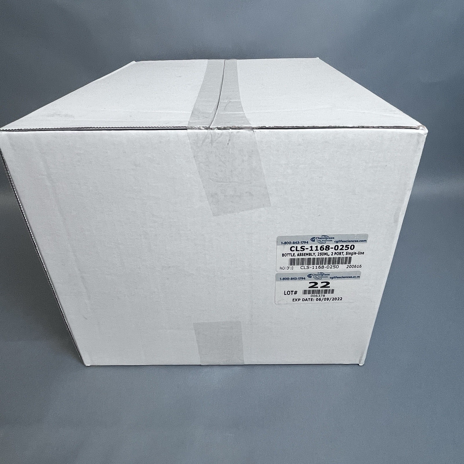 Chemglass Media Bottle Assembly 250 ml 2 Port PETG Case of 10 Bottles